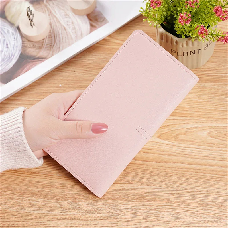 PU Leather Long Women Thin Wallets Large Capacity Female Coin Purses Hasp Clutch ID Credit Multi-Card Holder Money Bag Clip