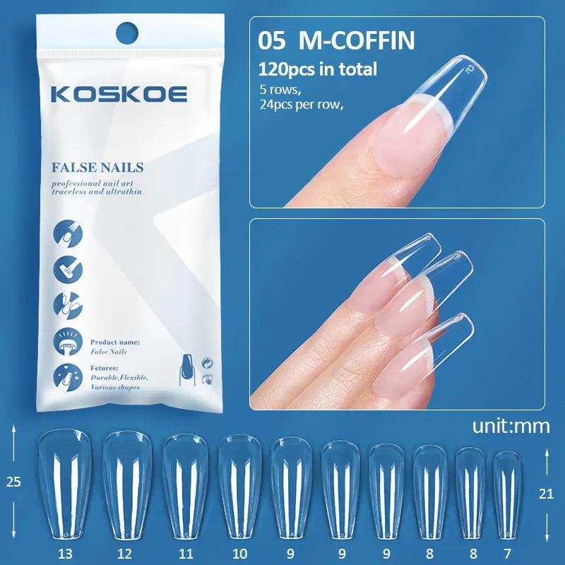 120PCS Matte Fake Nails Capsules Almond Coffin T Shape Full Cover False Nails Frosted Artificial Nail Soft Gel Tips Manicure Nai
