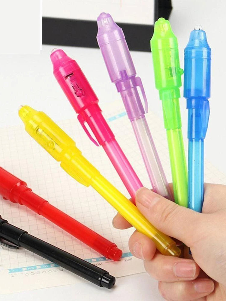 Luminous Light Pen Magic Purple 2 In 1 UV Black Light Combo Drawing Invisible Ink Pen Learning Education Toys for Child