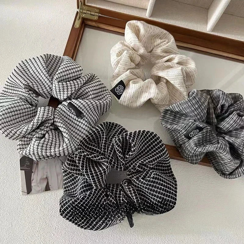 New Fashion Vintage Scrunchie Plaid Elastic Hair Bands Women Elegant Brand Designers Hair Tie Ponytail Girls Hair Accessories