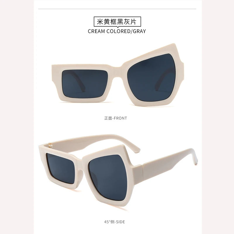 Funny Glasses With Raised Eyebrows on One Side Fashion Hip Hop Sunglasses Irregular Personality UV400 Sun glasses for Men Women