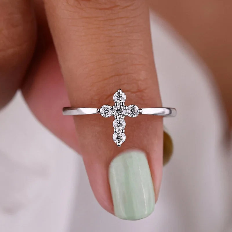 2025 New Cross Micro Inlaid Niche Temperament Sweet Ring for Women High-end  Design Personalized Jewelry Wholesale