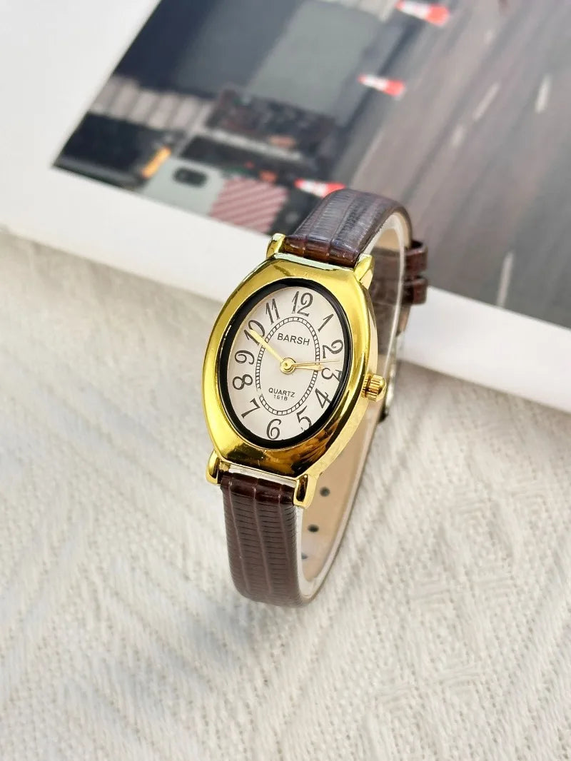 Fashion Oval Dial Women Watches Luxury Leather Strap Retro Ladies Quartz Watch Dropshipping Reloj De Mujer 시계 여성