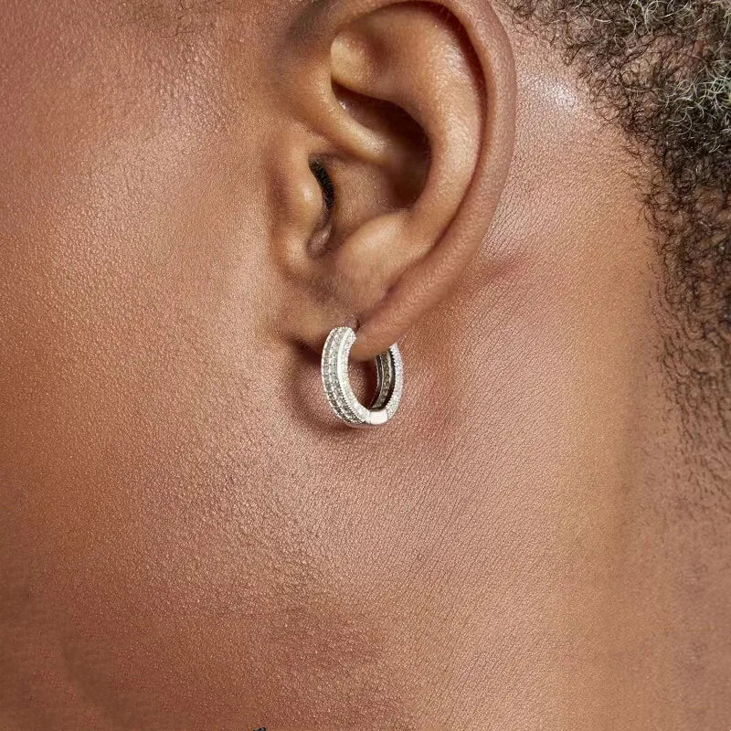 Iced Out Cz Hoop Earrings Premium Hypoallergenic Earrings Statement Mens Hip Hop Punk Rock Rapper Jewelry
