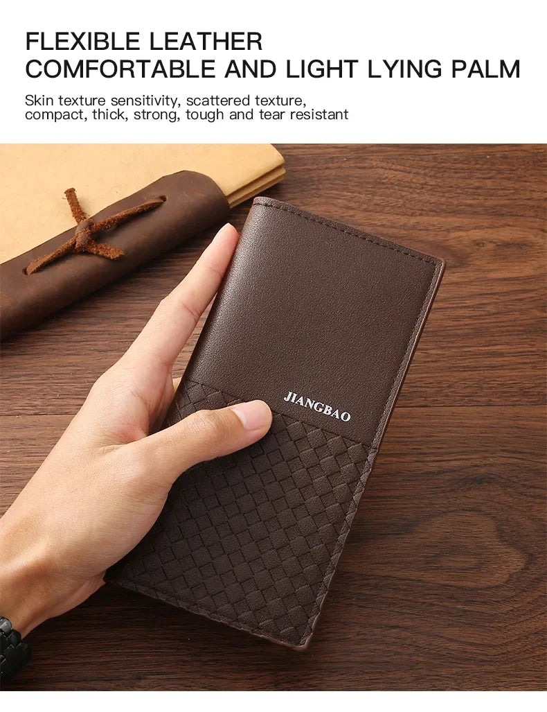 High-quality  Long Wallets for Men Brown Leather Rfid Blocking Bifold Slim Wallet Man Cash Envelope Zipper Coin Pouch  도매