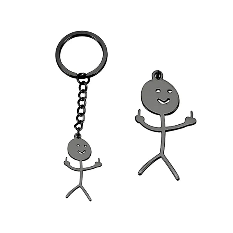 1PC Interesting Match People Than Heart Middle Finger Couple Keychain Car Personality Cute Funny Student Car Pendant Accessories