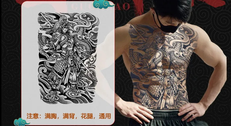 Angel Wings God Tattoo Stickers Realistic Juice Ink Semi Permanent Full Back Body Tattoo Temporary Lasting 2 Weeks Men Adult