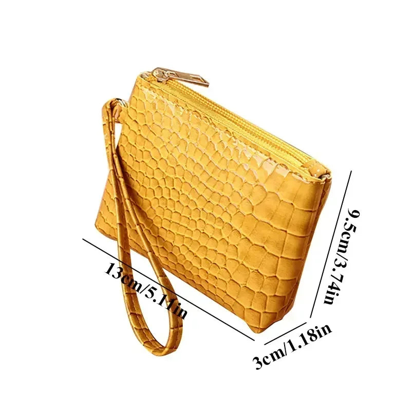 Litchi Pattern Retro Wallet Small Bag  Coin Purse Mini Wallet Female Pu Leather Card Holder Solid Color