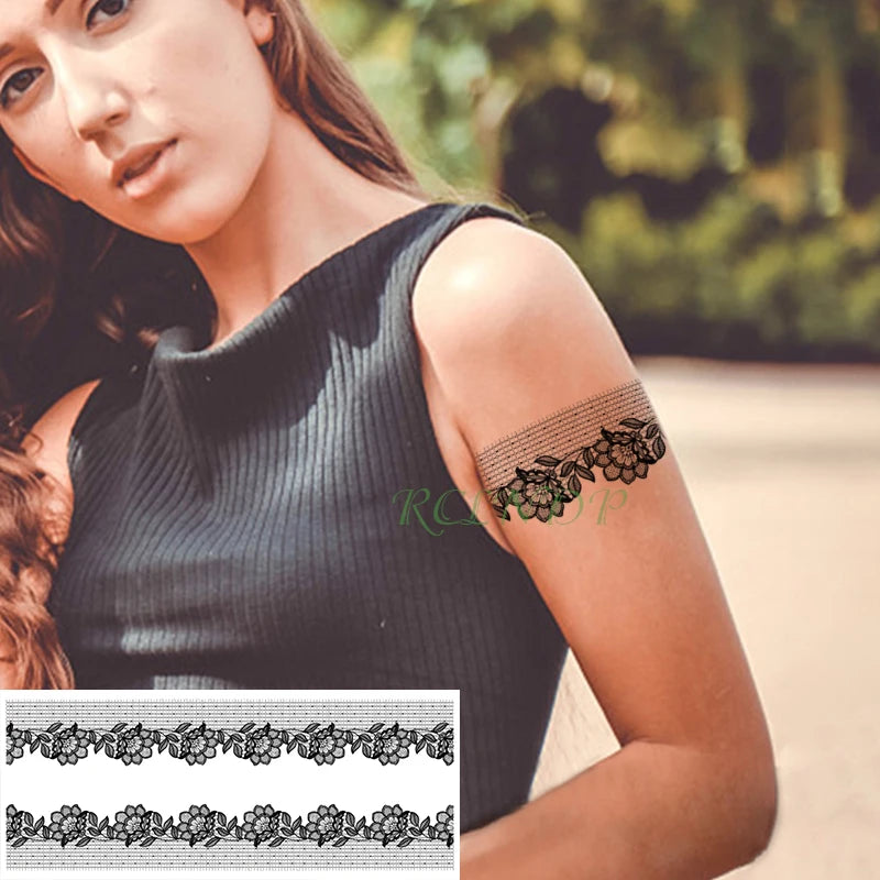 Waterproof Temporary Tattoo Sticker stripe QR code streak line Fake Tatto Flash Tatoo Back leg Abdomen Arm for Girl Women Men