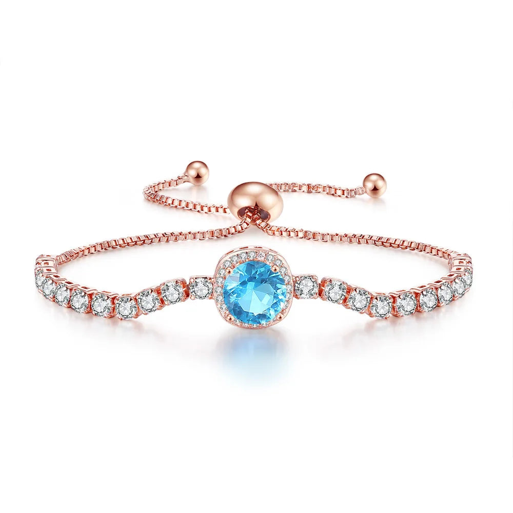 Sparkling Ajustable Tennis Bracelets For Women Men Punk Square Cubic Zirconia Hand Chain Rose Gold Plated Jewelry Gift KCH086