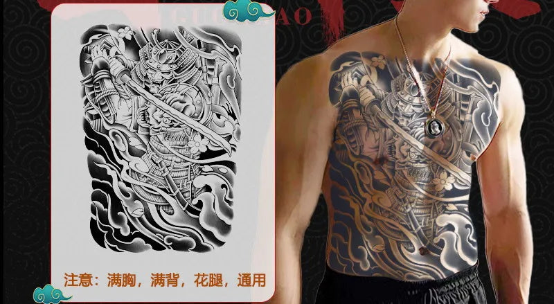 Angel Wings God Tattoo Stickers Realistic Juice Ink Semi Permanent Full Back Body Tattoo Temporary Lasting 2 Weeks Men Adult
