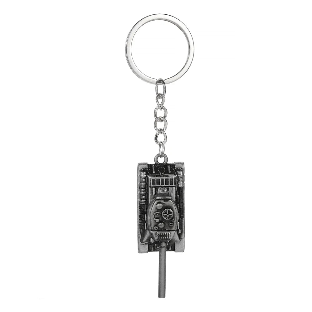 Fashion Metal World Of Tanks Keychains Punk Weapon Model Pendant Keyring for Men Car Key Chain Backpack Decor Kids 3D Toy Gifts