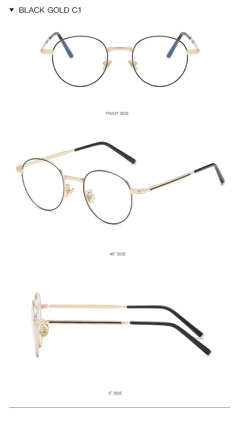 Metal Round Anti Blue Light Glasses Women Men Classic Trend Eyeglasses Frames Transparent Computer Glasses Oculos Feminino