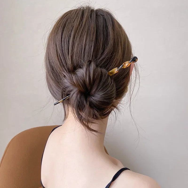 Chinese Style Hair Sticks Vintage Acetate Resin Chopstick Women Hairpins Clip Pin Headwear Wedding  Accessories