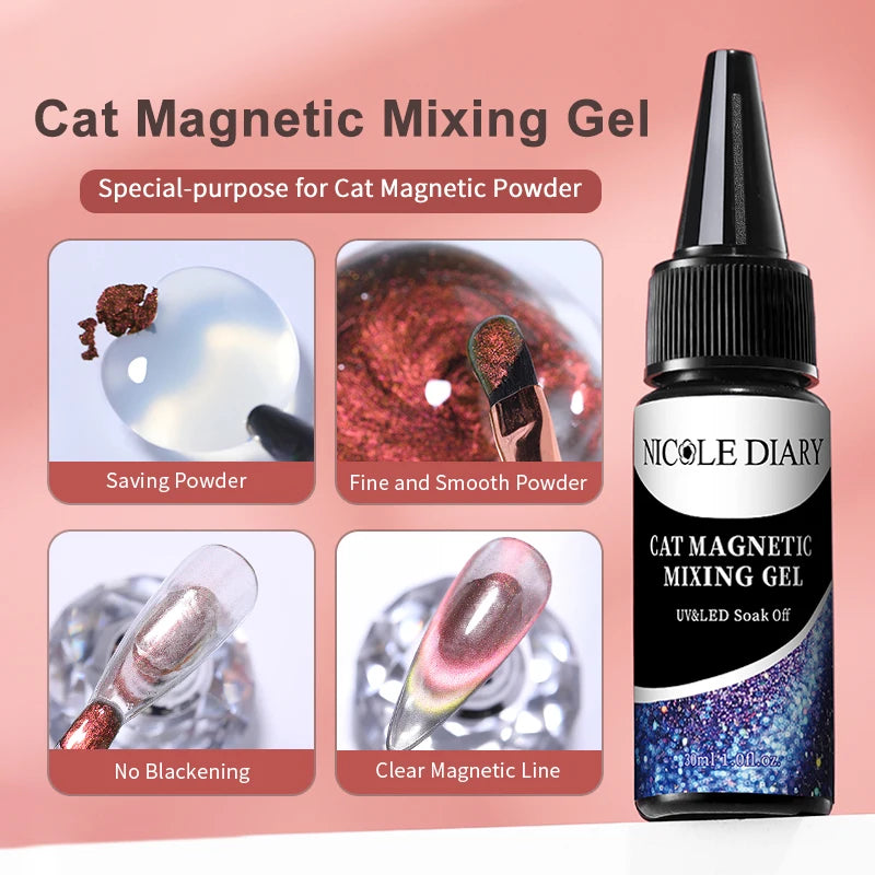 1 Box Red Cat Magnetic Powder Water Light Pink Cat Magnetic Effect Nail Chrome Pigment Dust Manicure New Year Nail Art Supplies