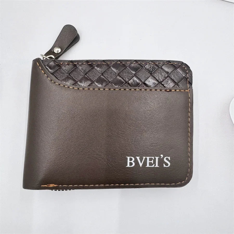 1 pc Leather Men’s Wallet Luxury Mens Purse Male Zipper Card Holders with Coin Pocket Rfid Wallets Gifts for Men Money Bag