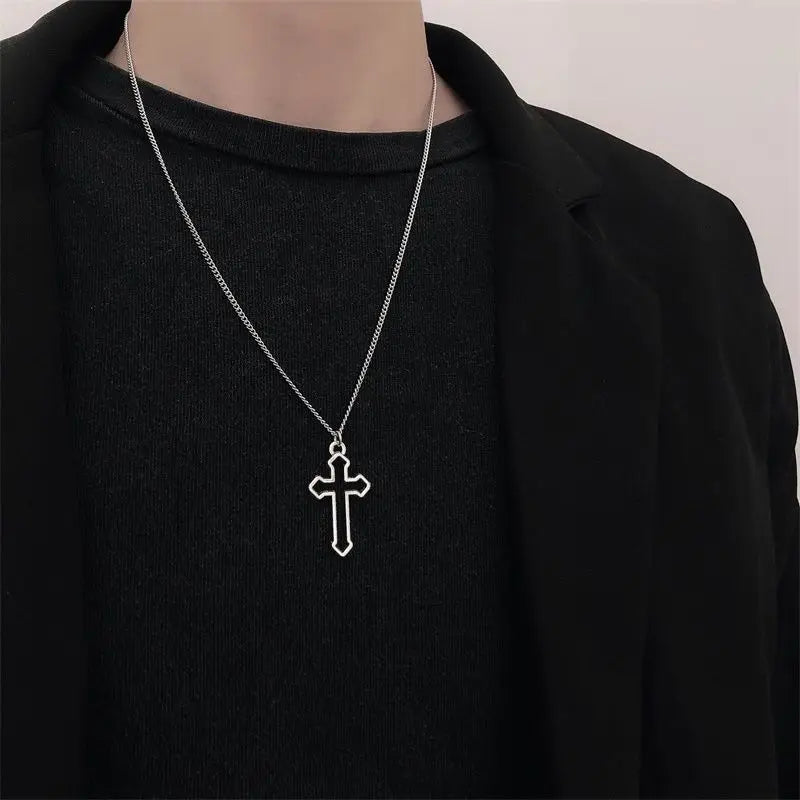 New Cross Pendant Necklace Punk Personality Hip Hop Simple Men's and Women's Retro Necklaces