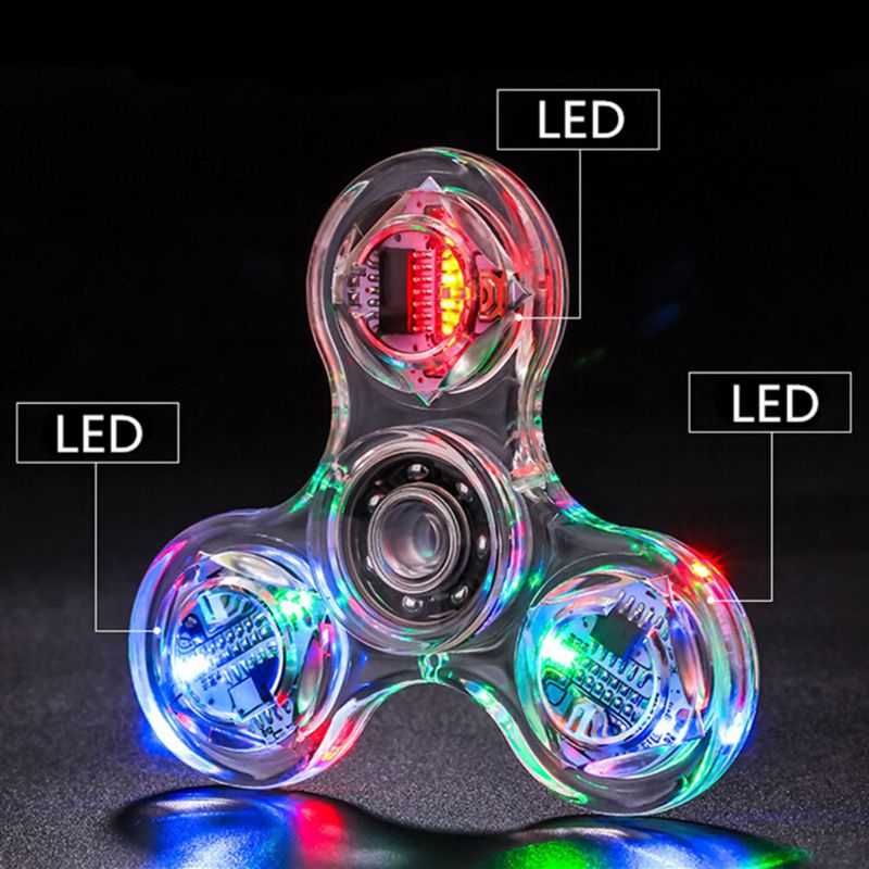 Novelty Multiple Changes LED Fidget Spinner Luminous Hand Top Spinners Glow in Dark EDC Stress Relief Toys