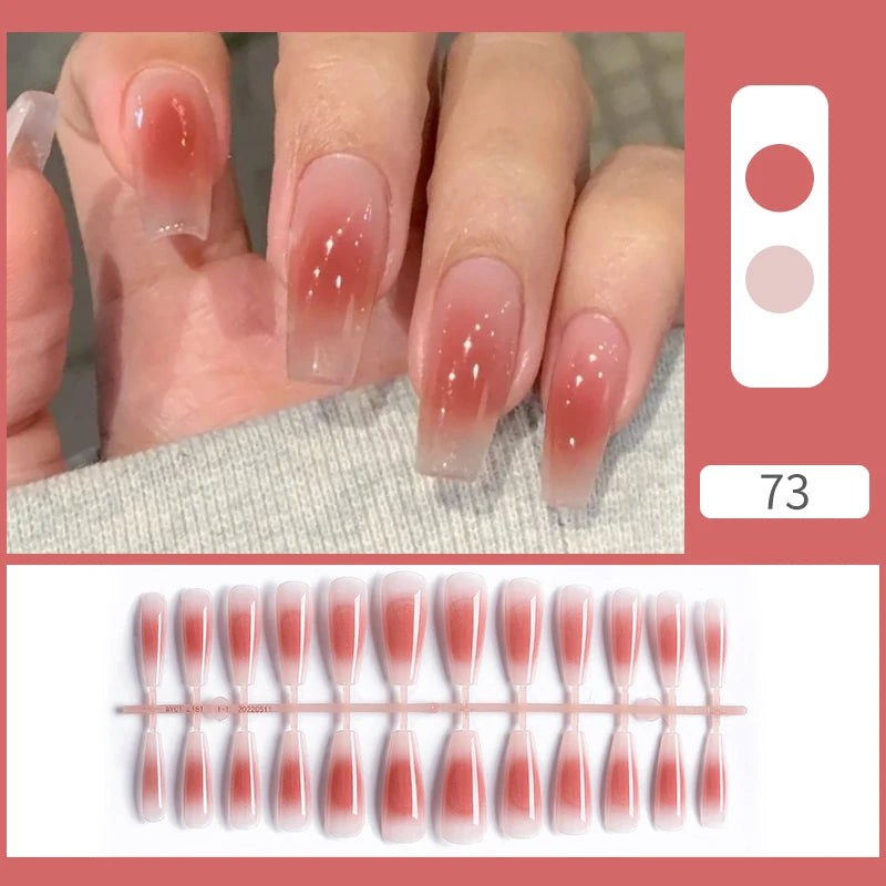 24Pcs/Set White French Press on Fake Nails Full Cover Artificial Wearable Nail Beauty Tips Naked French White False Nails Art