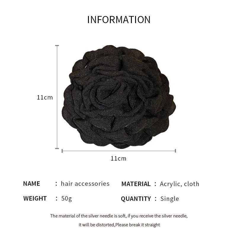 New Solid Color Fabric Flower Hair Claws for Women Fashion Light Luxury Shark Clips French Elegant Temperament Hair Accessories