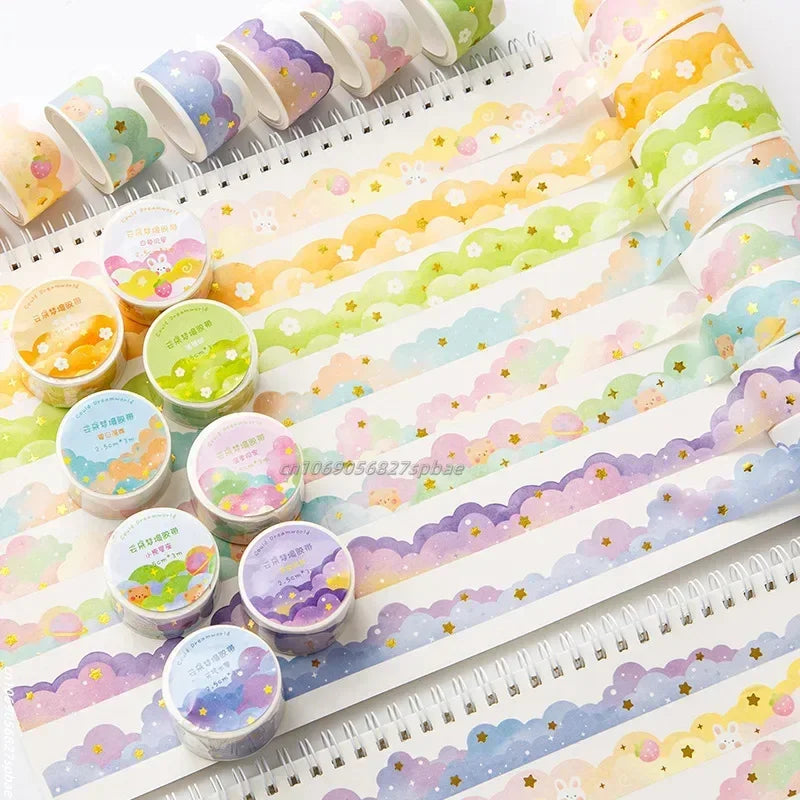 Kawaii Gradient Clouds Washi Tapes DIY Scrapbooking Journal Planner Diary Stickers Cute Masking Tape Korean Stationery Office
