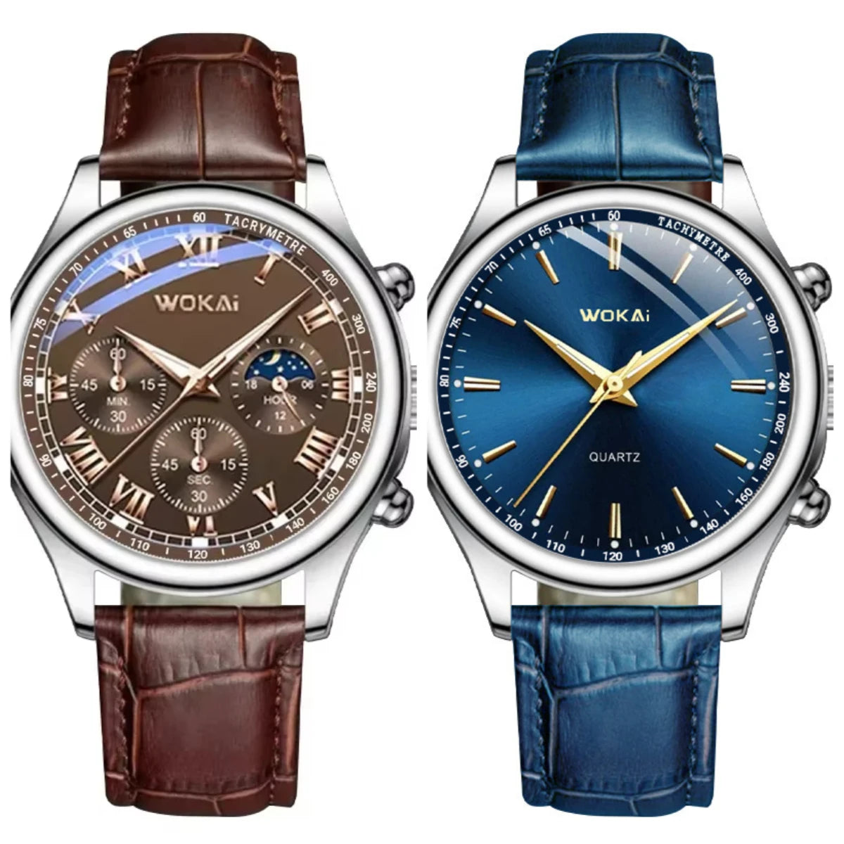 GENEVA High Quality Men's Luxury Belt Fashion Quartz Watch Men Round Business Student Sport Waterproof Glow