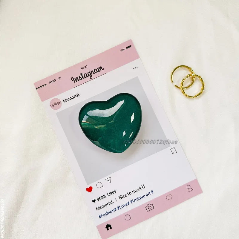 Heart Shape 3D Crystal Foldable Finger Ring Griptok Phone Holder for IPhone Samsung Support Socket Pocket Grip Tok Stand Bracket