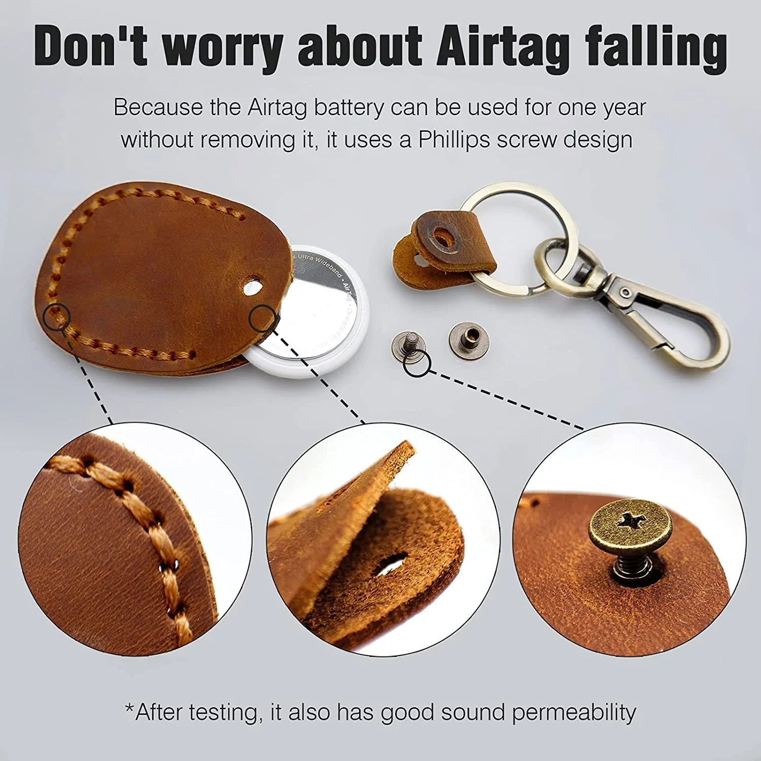 For Airtags Protective Case Retro High Quality PU Leather Keychain For Apple Anti-lost Tracker Locator Device Accessories