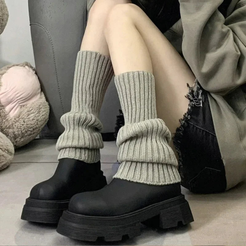 Leg Warmers Women Long Socks Wool Knitted Foot Cover Arm Warmer Y2K Autumn Winter Crochet Heap Socks Boot Cuffs Stockings