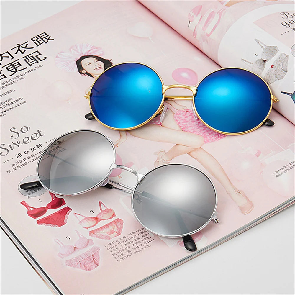 Retro Round Sunglasses For Men Women Metal Hippie Circle Eyeglasses Clear Lens Sun Glasses Goggles Wedding Photo Prop Eyewear