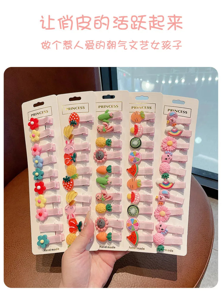 10 PCS Children Hairpin Fruit Hair Clips Baby Side Bangs Clip for Kawaii Girls Headdress Hair Accessories Baby Bows 2023 New