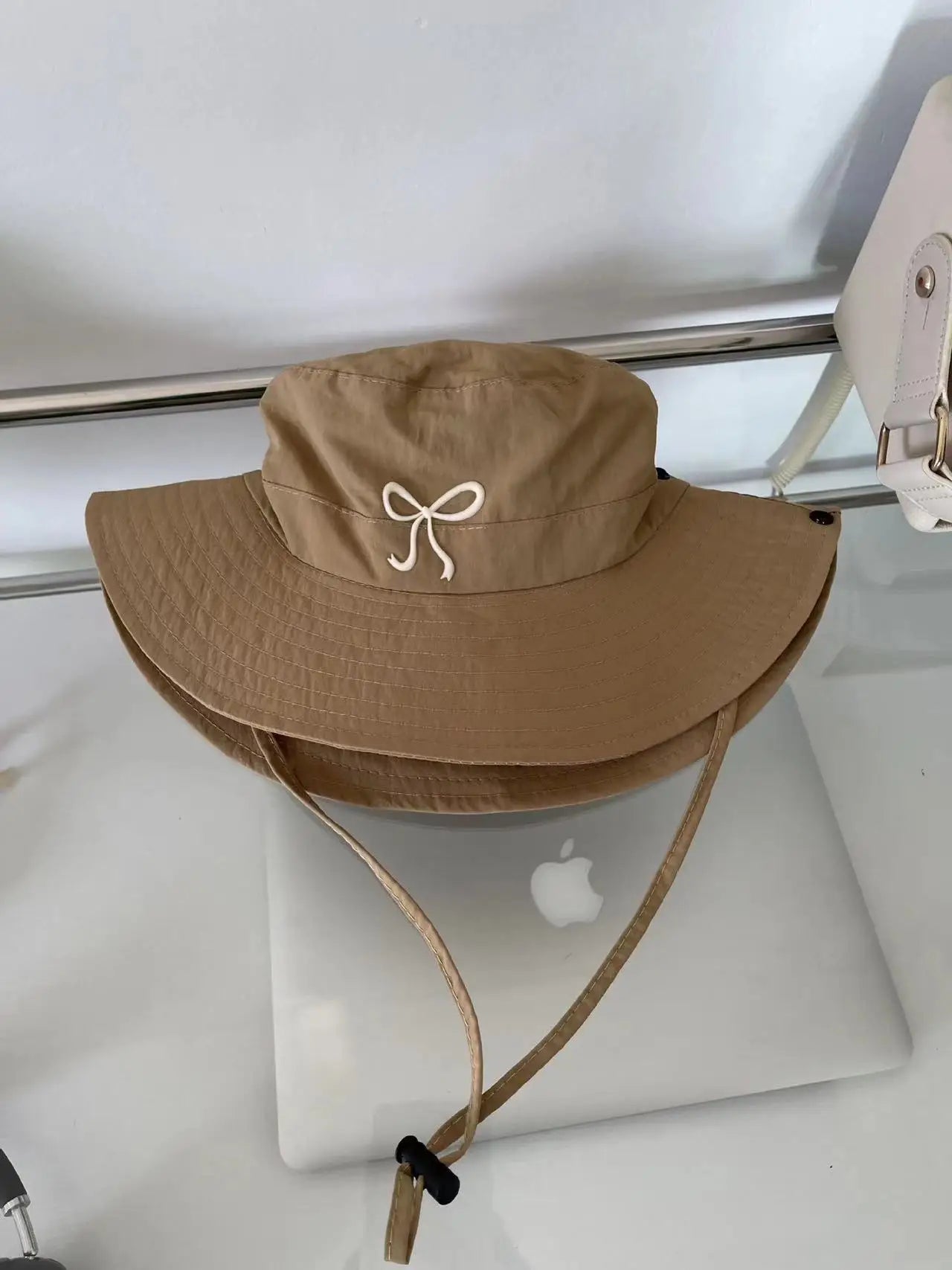 Fashion Bow Embroidery Quick Dry Bucket Hat Summer Hiking Camping Caps Wide Brim Fordable Sunscreen Y2K Hats Girl Women