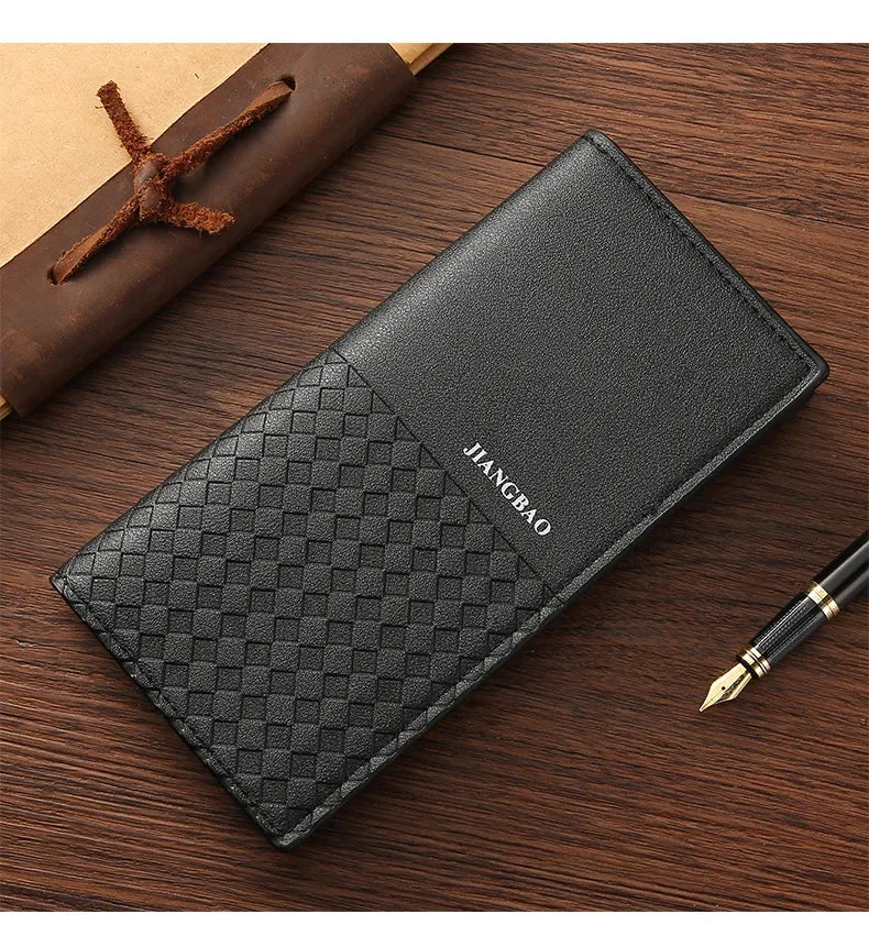 High-quality  Long Wallets for Men Brown Leather Rfid Blocking Bifold Slim Wallet Man Cash Envelope Zipper Coin Pouch  도매