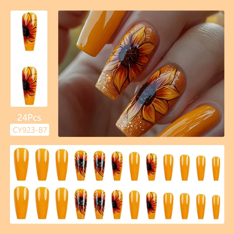 24Pcs/Set Cute and Playful Wearing False Nails French Design Fresh Press on Nail Art Removable Fake Nails