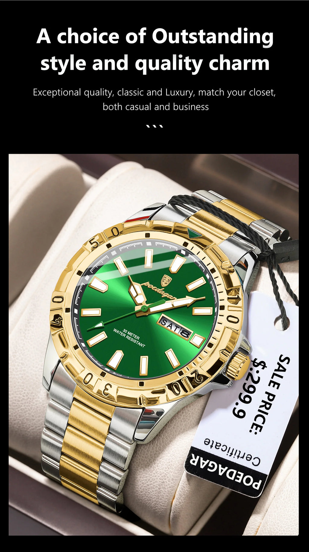 POEDAGAR Luxury Quartz Man Watch Waterproof Luminous Date Week Men Watch Military Stainless Steel Men's Watches Sport Male Clock