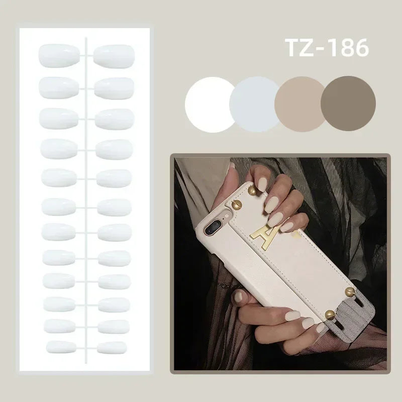 24Pcs Nude Pink Press on Nails Short Square False Nails Simple Gradient Nails Art Full Cover French Acrylic Nail Tips for Girls