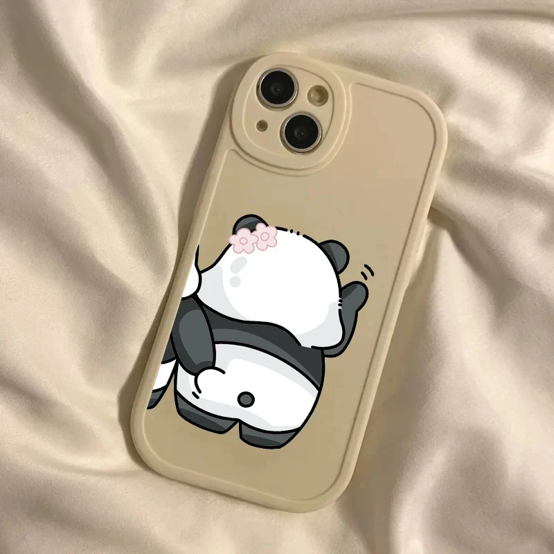 Funny Cartoon pinch butt bear rabbit Couple Phone Case for IPhone 14 13 12 15 11 Pro Max Mini 7 8 Plus SE X XR XS Max Soft Cover