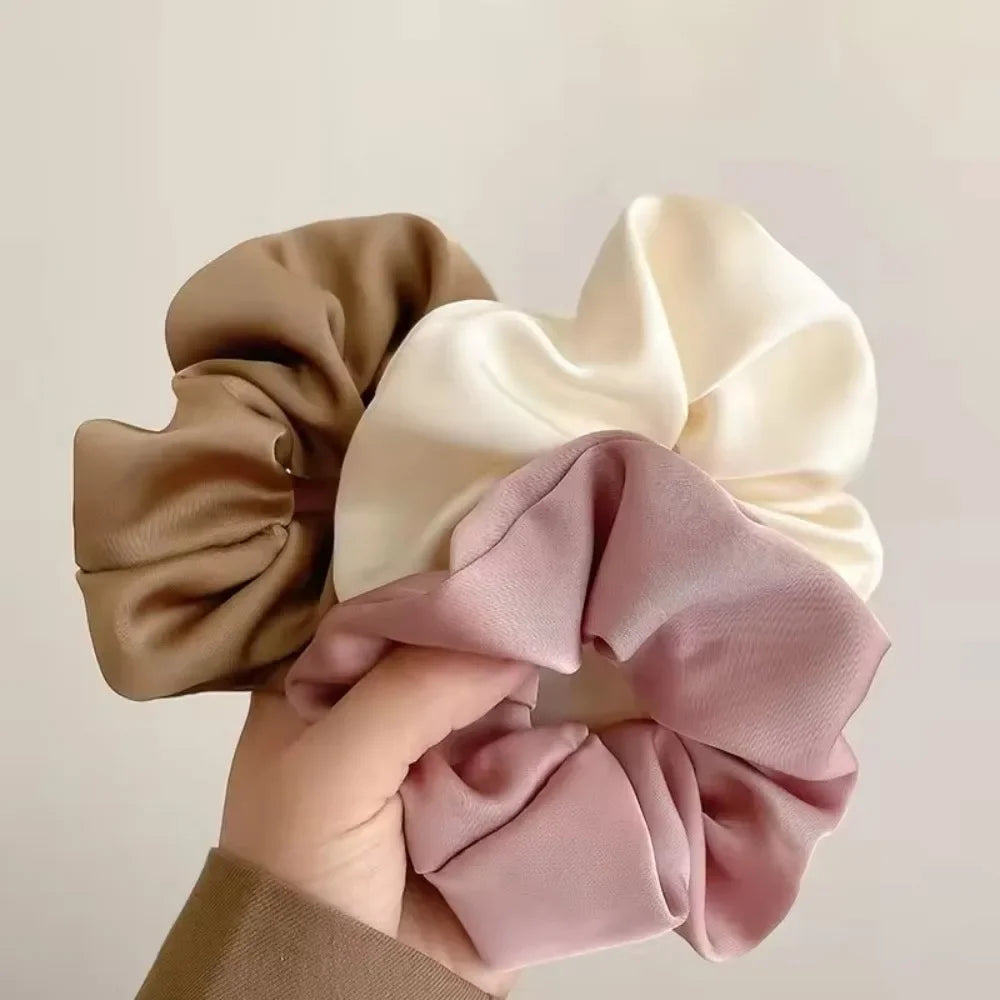 High-quality Silk Hair Scrunchie French Elegant Solid Color Hair Band Ladies Ponytail Holder for Party Fashion Hair Ties 실용도매