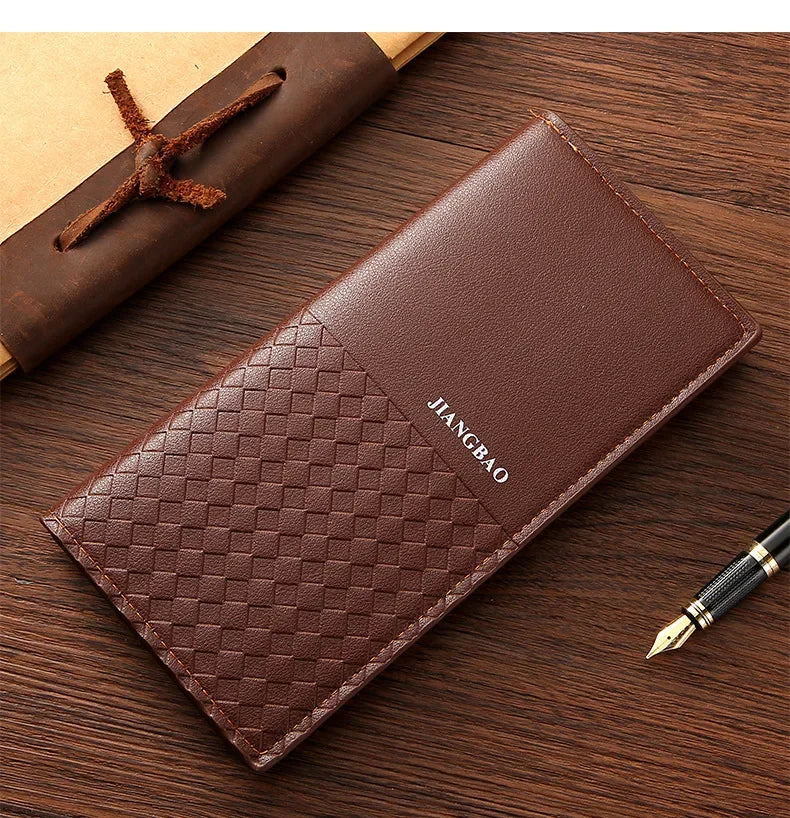 High-quality  Long Wallets for Men Brown Leather Rfid Blocking Bifold Slim Wallet Man Cash Envelope Zipper Coin Pouch  도매