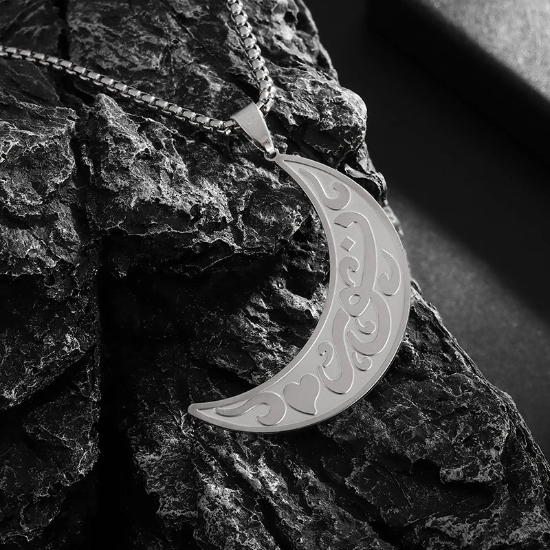 Stainless Steel Ayatul Kursi Cube Pendant Necklace Arabic Islamic Muslim Faith Religious Jewelry Ramadhan Gift for Women