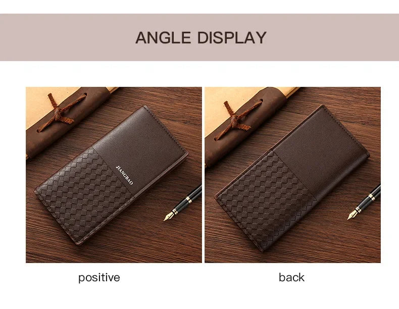 High-quality  Long Wallets for Men Brown Leather Rfid Blocking Bifold Slim Wallet Man Cash Envelope Zipper Coin Pouch  도매