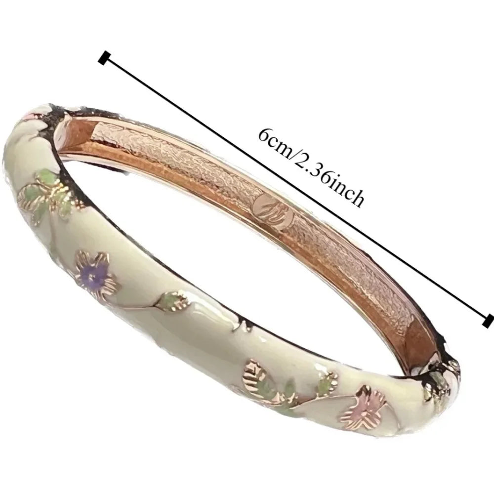 Chinese Women's Hand Bracelet Enamel Cloisonne Bracelet Fine Small Flower Ethnic Style Jewelry Gifts for Women Girl