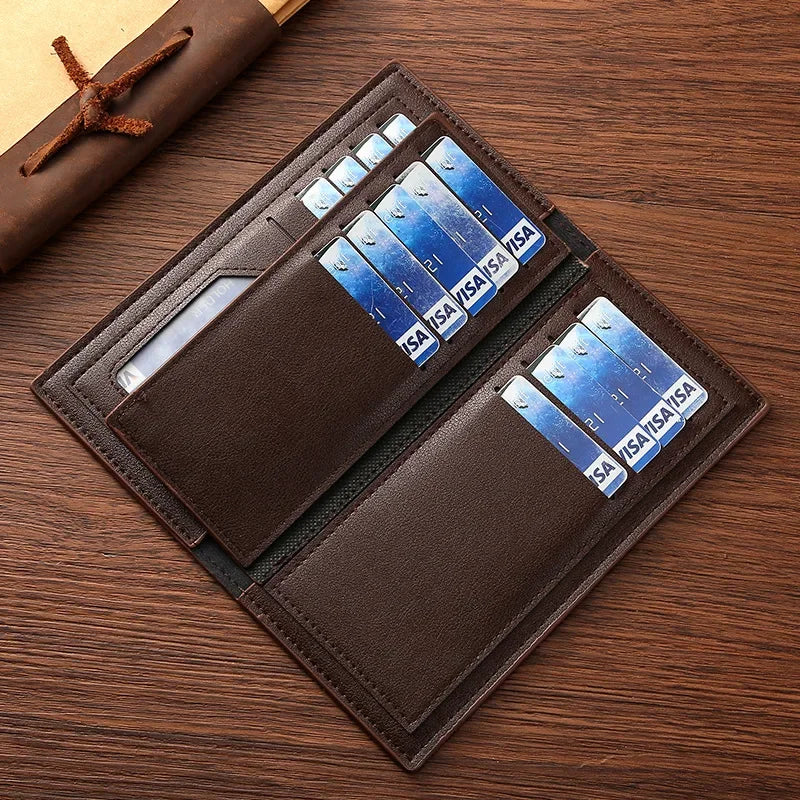High-quality  Long Wallets for Men Brown Leather Rfid Blocking Bifold Slim Wallet Man Cash Envelope Zipper Coin Pouch  도매