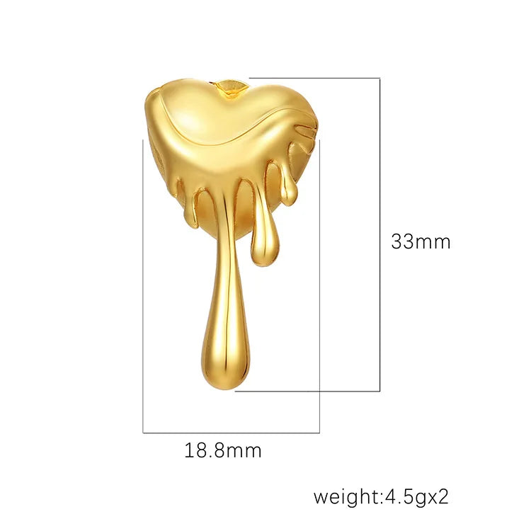 Trendy Heart Earring For Women Stainless Steel Drop Earrings Gold Color Exaggerate Personality Hip Hop Rock Punk Fashion Jewelry