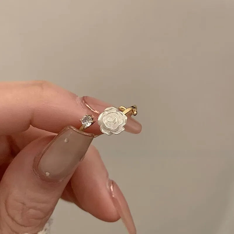 Luxury Zircon Heart Rings for Women Opening Adjustable Weave Rhinestone Ring Engagement Wedding Jewelry Fashion Girlfriend Gifts