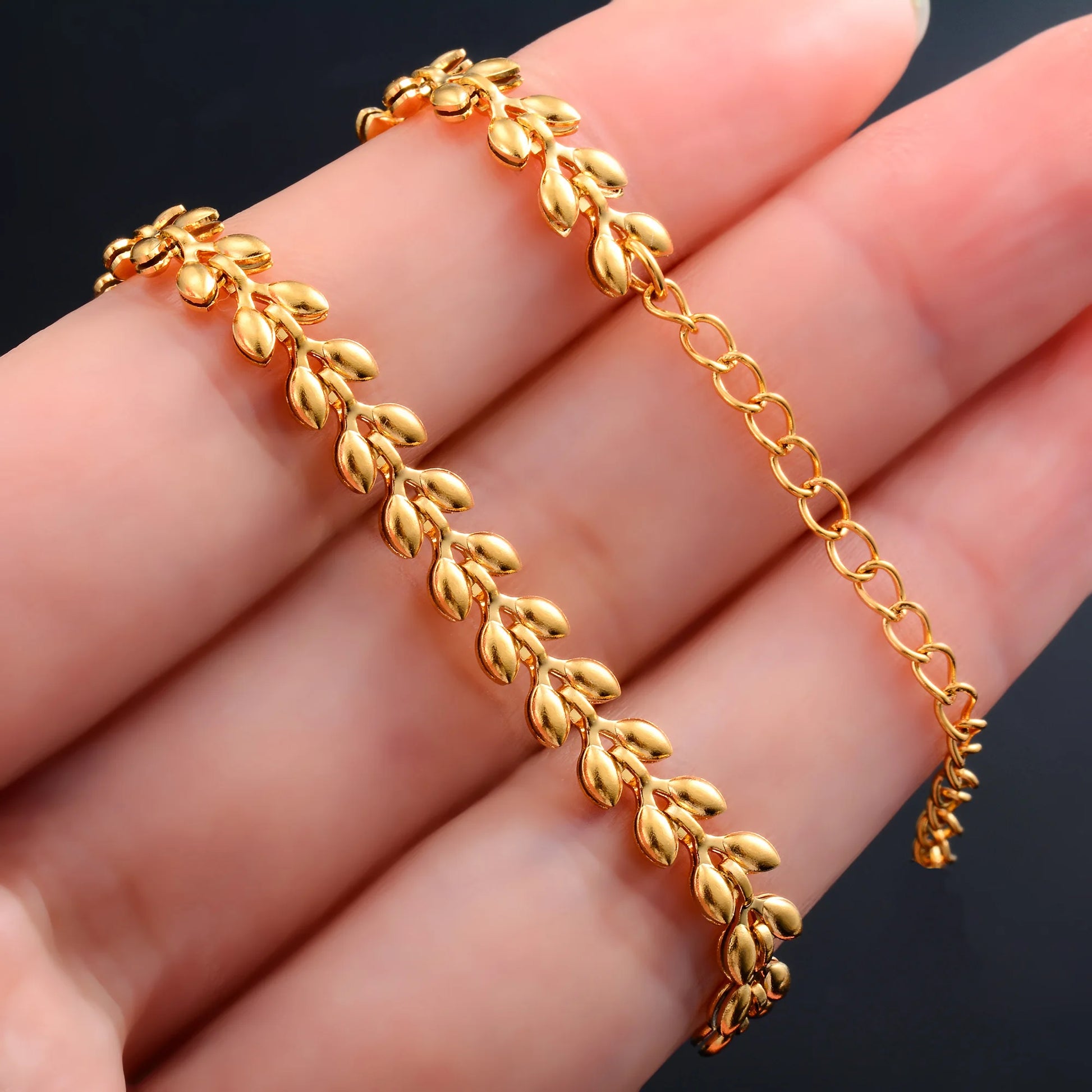Bracelet Stainless Steel for Women Wheat Link Hand Chain with Extender Gold Color Plated Bangle Anklet Ladies Jewelry Accessory