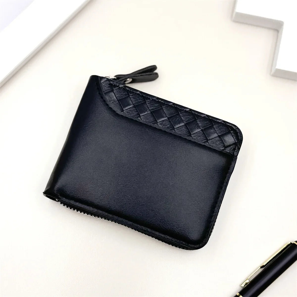 1 pc Leather Men’s Wallet Luxury Mens Purse Male Zipper Card Holders with Coin Pocket Rfid Wallets Gifts for Men Money Bag