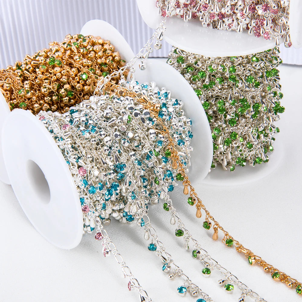 100CM 50CM Red Crystal Bead Charms Butterfly Pendants Gunblack Copper Chains For Jewelry Making DIY Necklaces Bracelets Chains