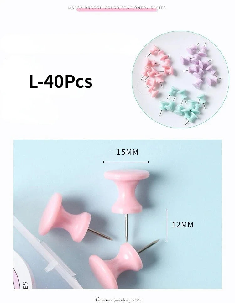 40/10Pcs Pink/Green/Purple Push Pins Thumb Thumbtack Board Pins Drawing Photo Wall Studs Office School Supplies