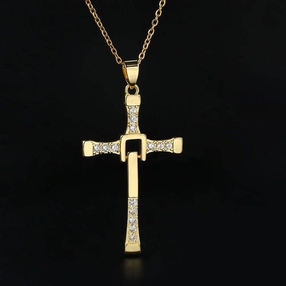 Punk Hiphop Cross Pendant Rope Chain Necklaces for Men Women Hippie Personality Rapper's Accessory Fashion Neck Jewelry for Male